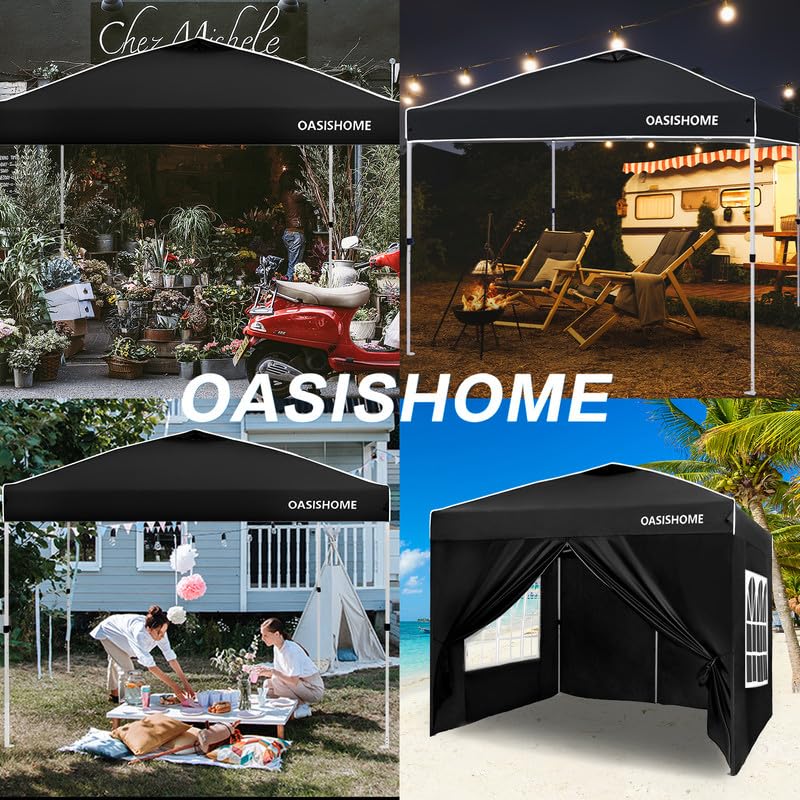 OASISHOME pop-up gazebo sandbags to stabilize in breezy conditions.