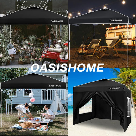 OASISHOME pop-up gazebo sandbags to stabilize in breezy conditions.