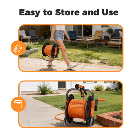 OasisTrim hose reel cart capacity 50-80 ft for extended reach.