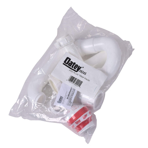 Oatey AAV Plus Trap Pack installation scene demonstrating easy hookup to 1-1/2 inch piping