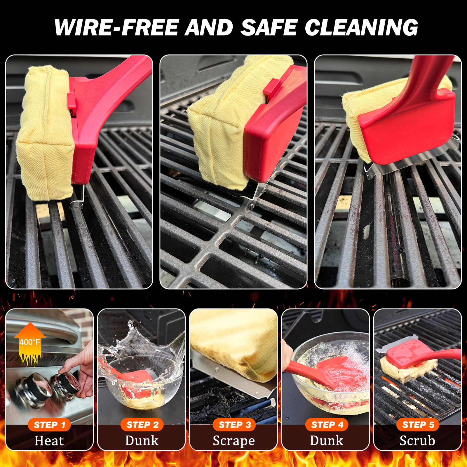 OATISLIFE universal grill brush fits Weber Traeger Blackstone griddles