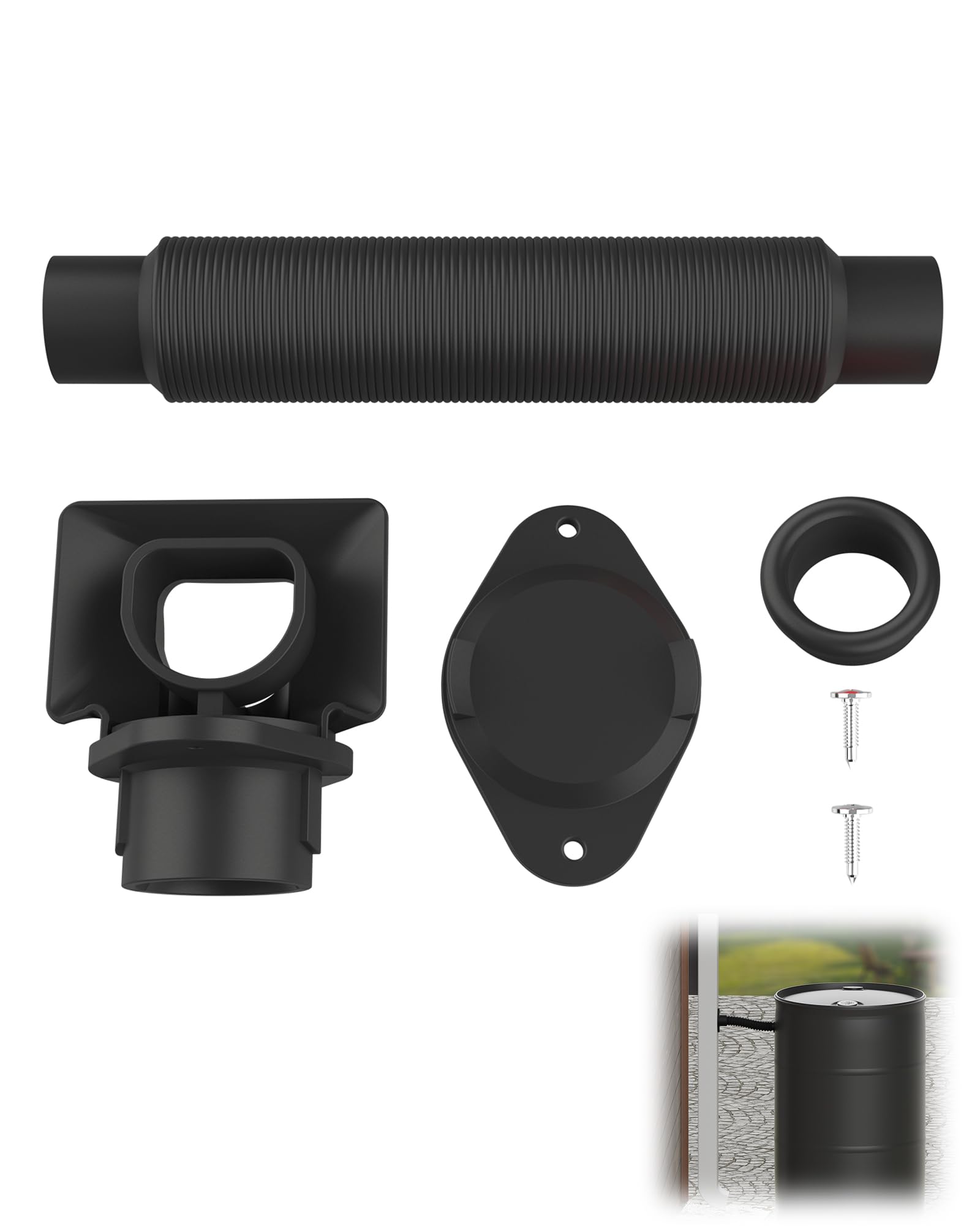 OAYAYONI rain barrel diverter kit front view, easy rain capture and setup