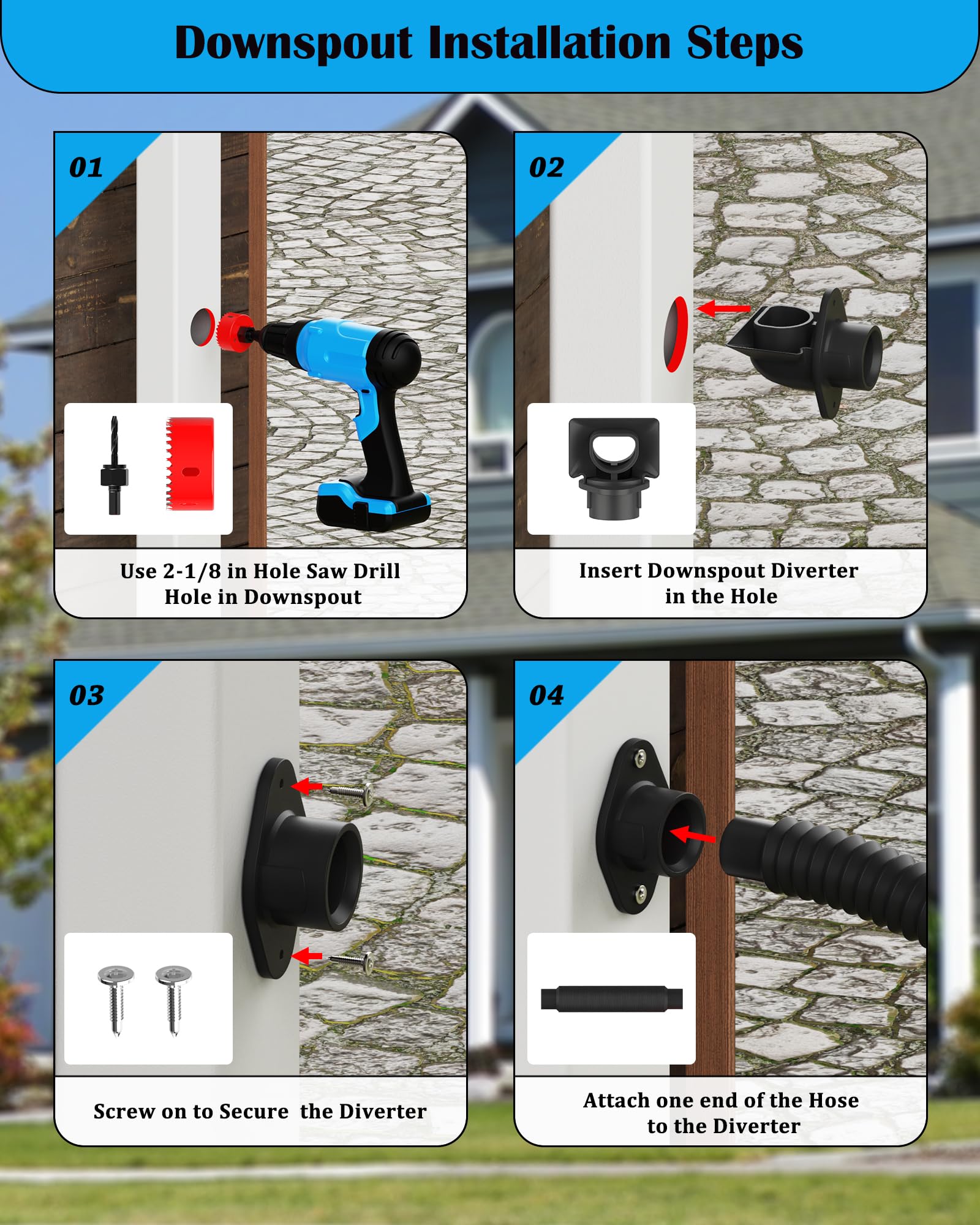 OAYAYONI rainwater harvesting kit connection enabling chemical-free water for plants
