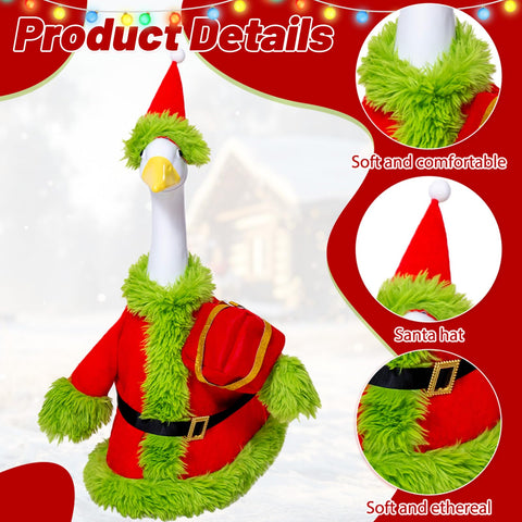 Close-up of plush fur trim on Obasurr Santa outfit for lawn geese.