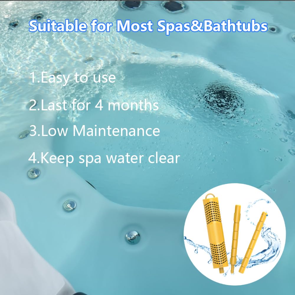 OBMAO Spa Mineral Sticks in hot tub water for clearer, inviting baths