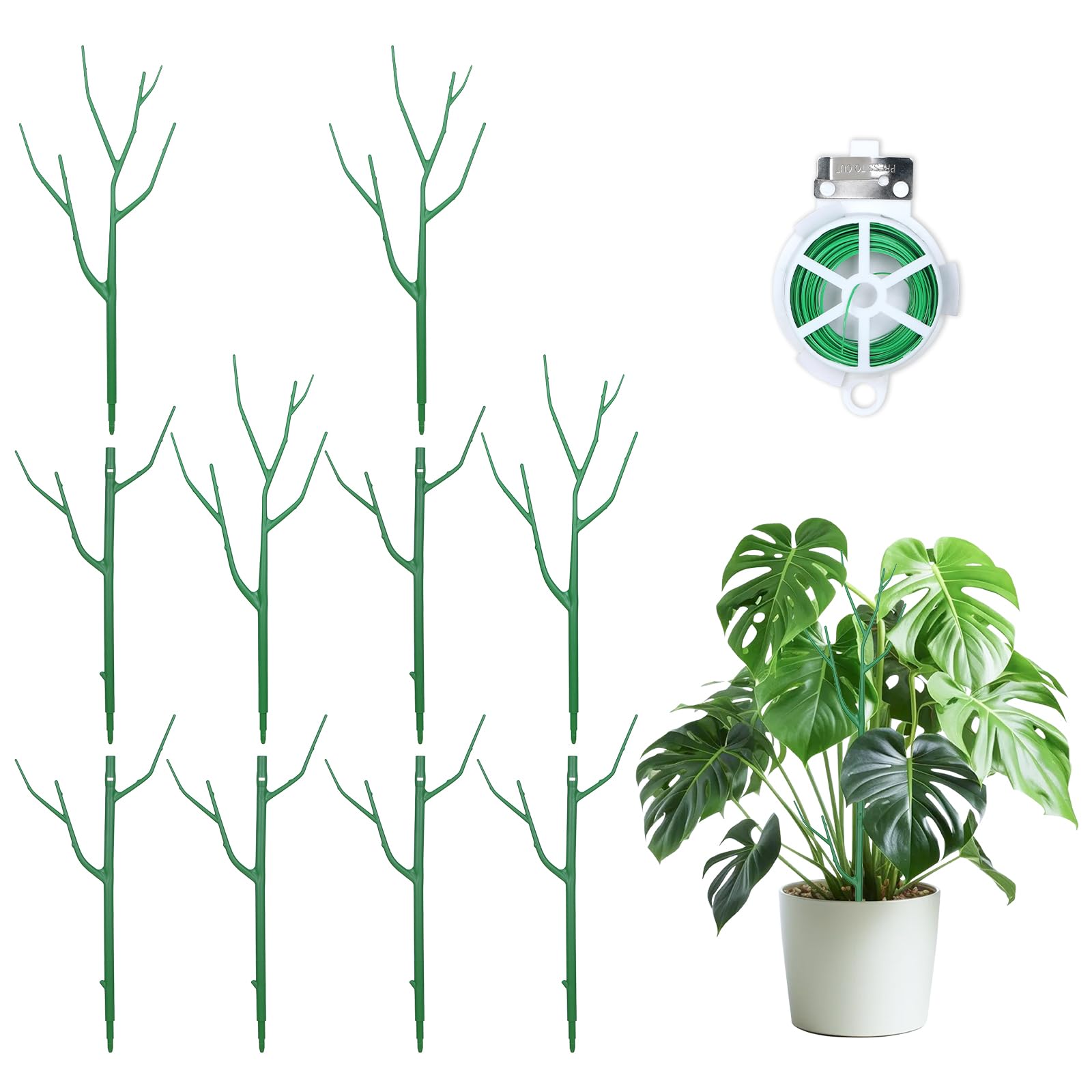 Obralitic stackable stakes set visually blends with greenery while providing discreet plant support.