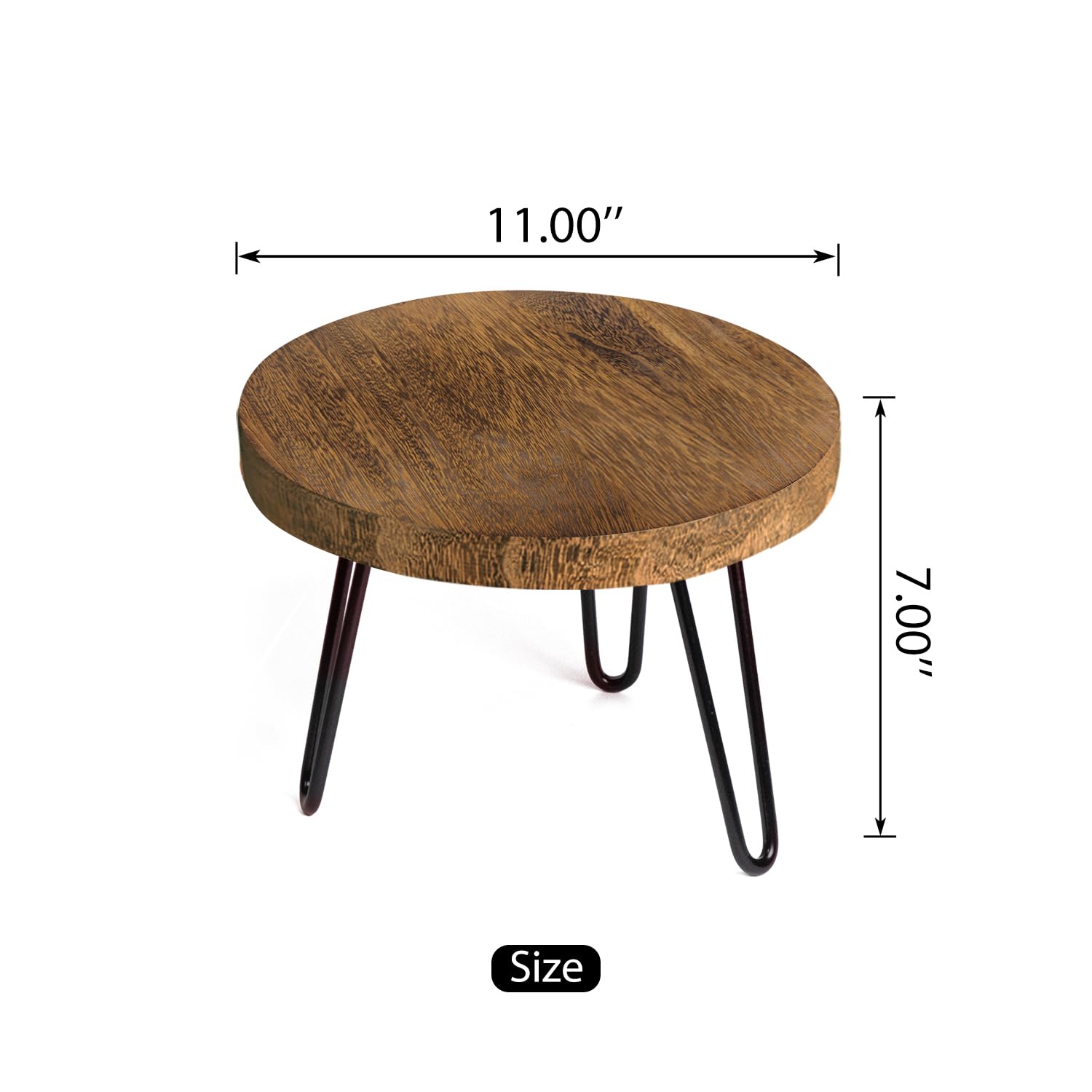 OBTAIN natural wood grain top stand complements Boho rustic decor.