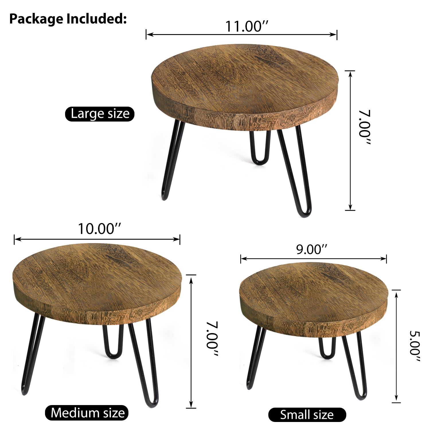 OBTAIN Plant Stand with metal legs enhances stability for outdoor plants.