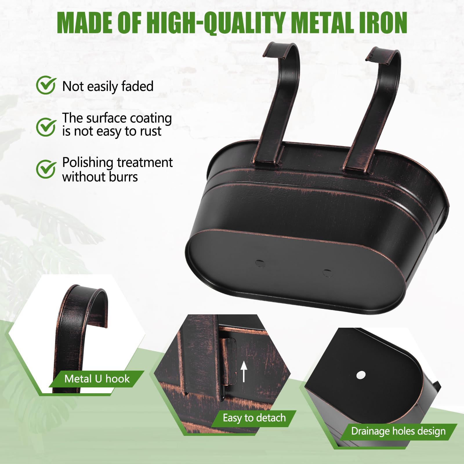 OBTANIM black hanging planter shows easy assembly and durability