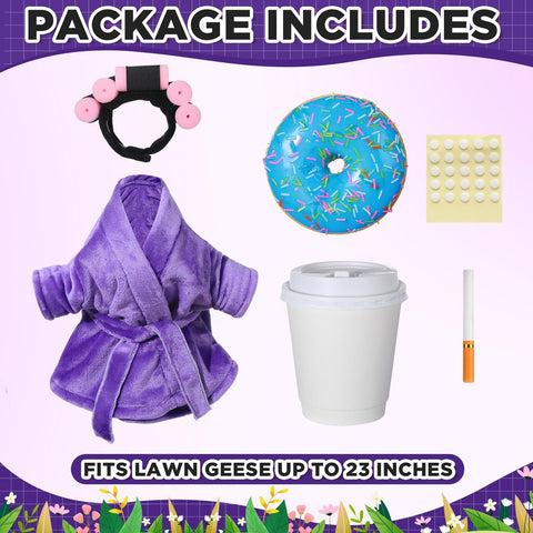 OBUSATT goose costume coffee cup prop enhances whimsical porch scenes for photos.