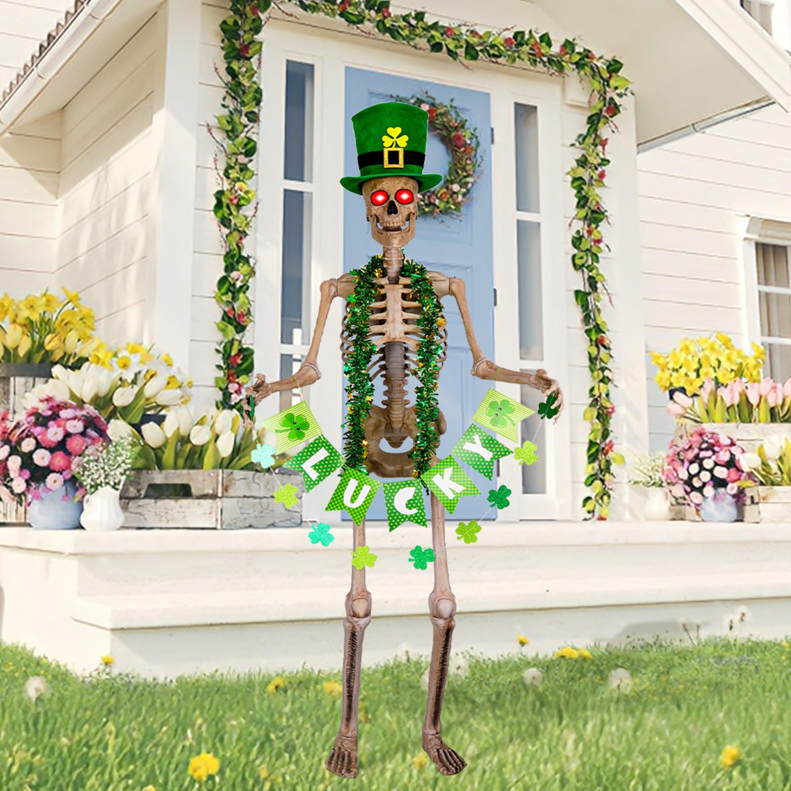 OBUSATT 6 ft skeleton display kit for vivid garden or porch decoration.