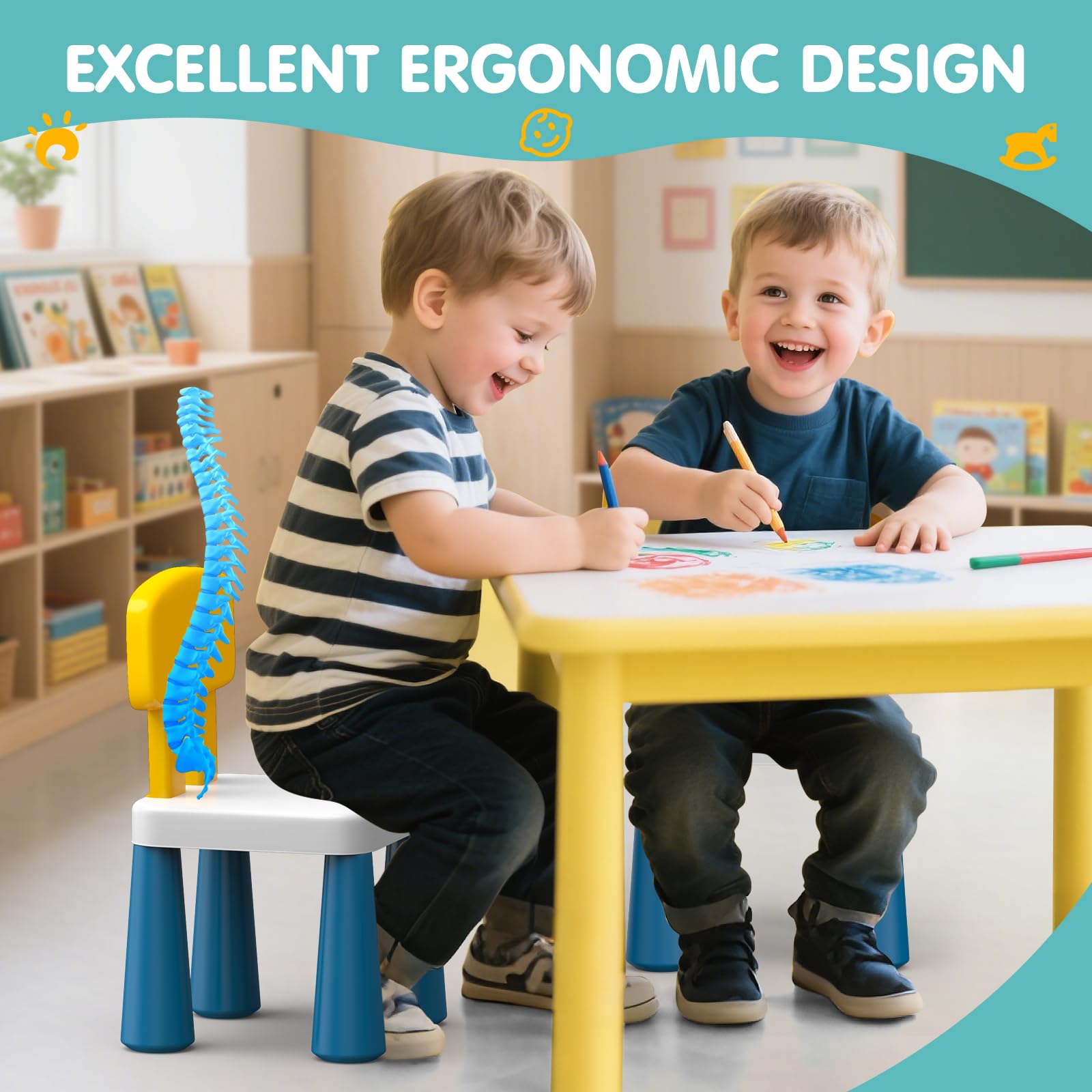 OCATO ergonomic backrest supports comfortable sitting for kids during activities