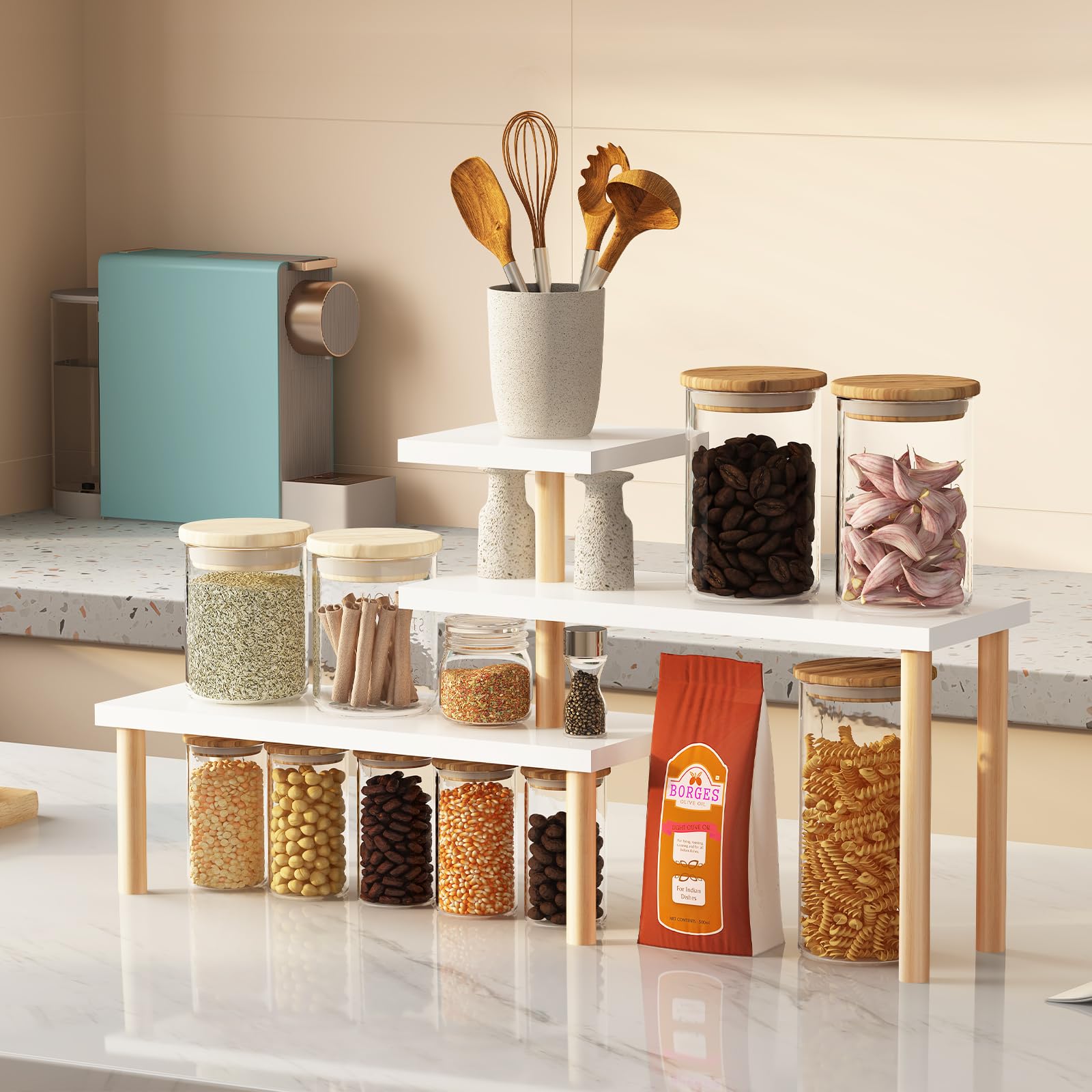 OcBuct elegant white and natural wood design complements modern rooms.