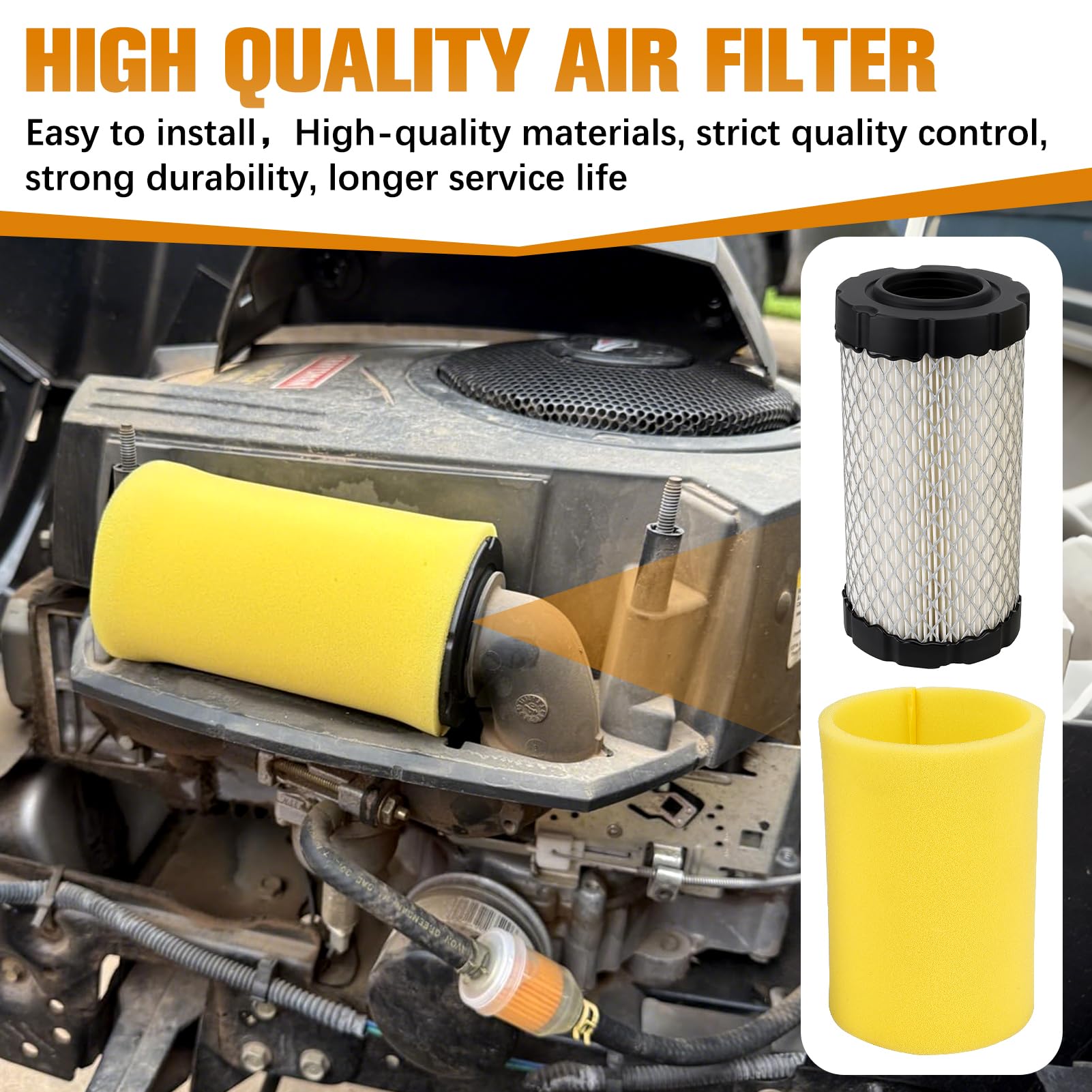 Simple, tool-free installation of OCEAIR air filter on compatible mower