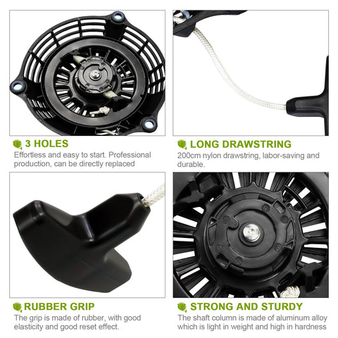 OCEAIR rope-and-handle design on recoil starter promotes safe, light cranking