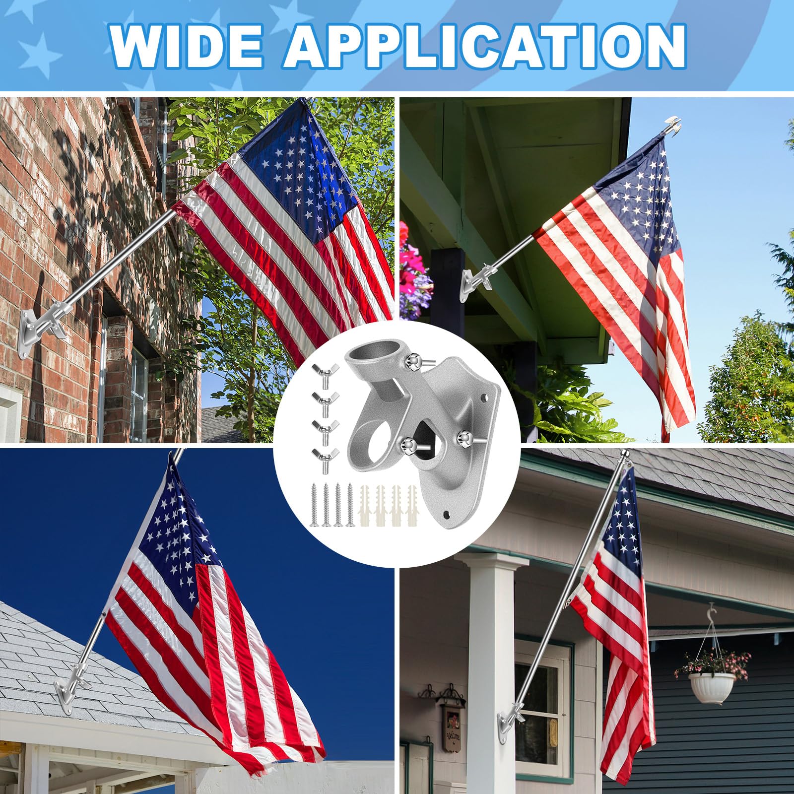 Ocean Ice flag holder ideal for outdoor applications on homes, garages, or decks.