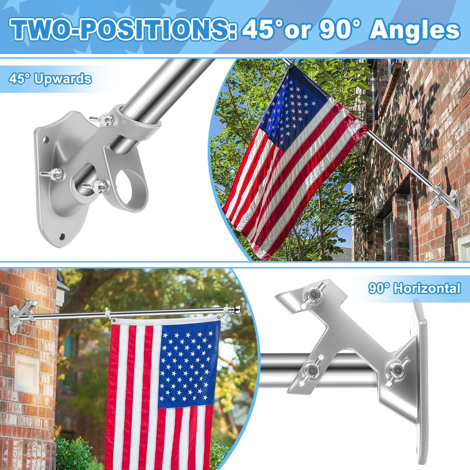 Ocean Ice flag holder features rust-proof coating for weather durability.