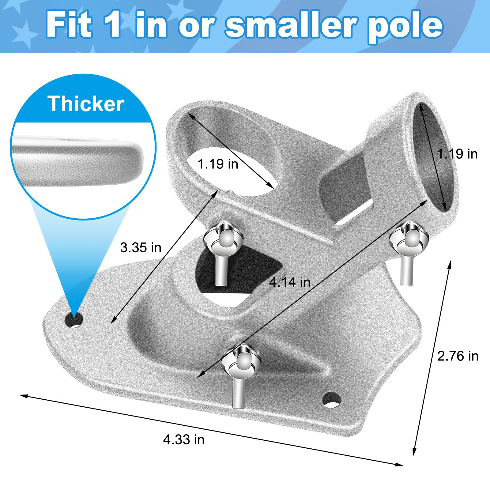 Ocean Ice flag holder tilt options 45 degrees or 90 degrees for versatile display.