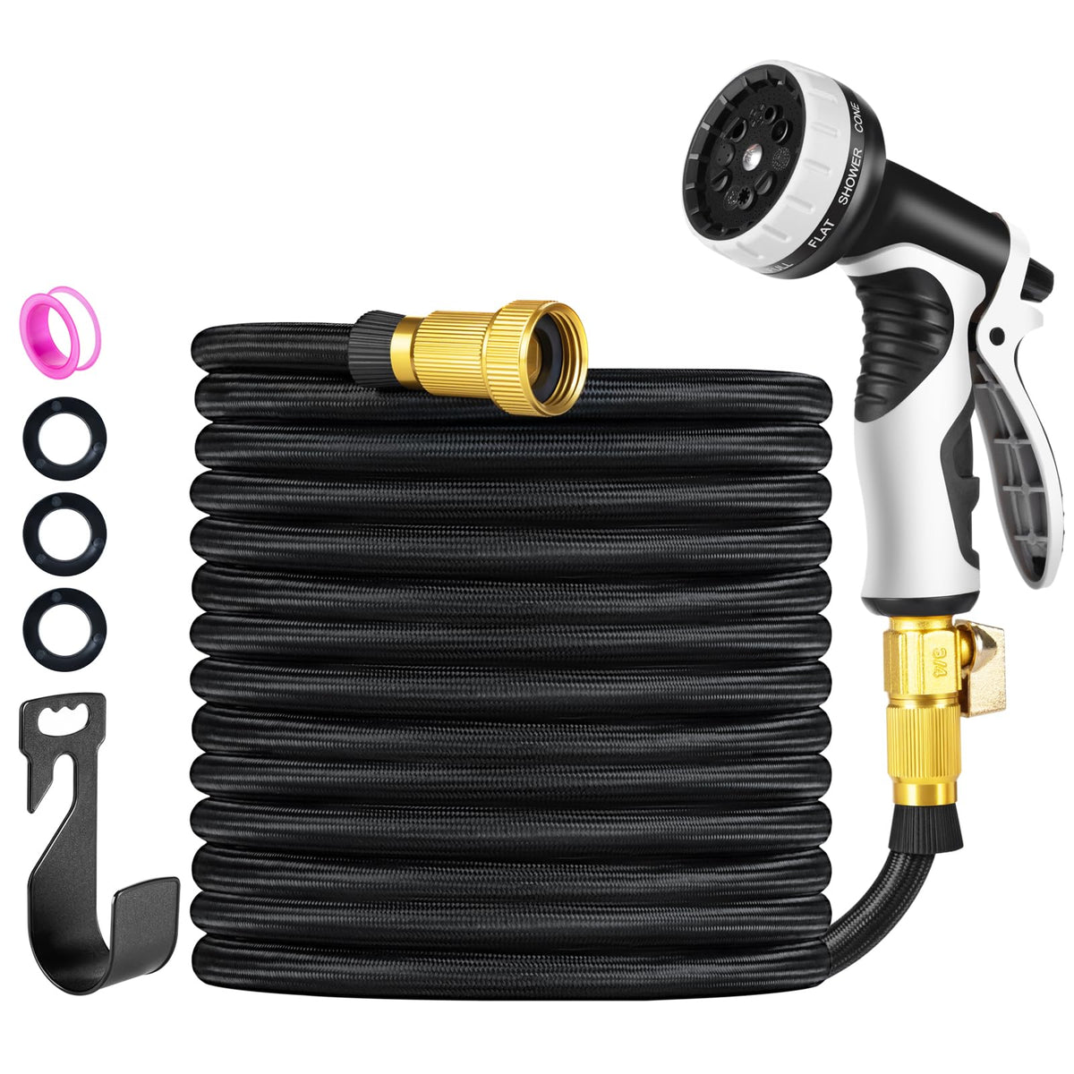 Ocean Ice Garden Hose 50 ft with brass connectors, leakproof and durable for year-round use