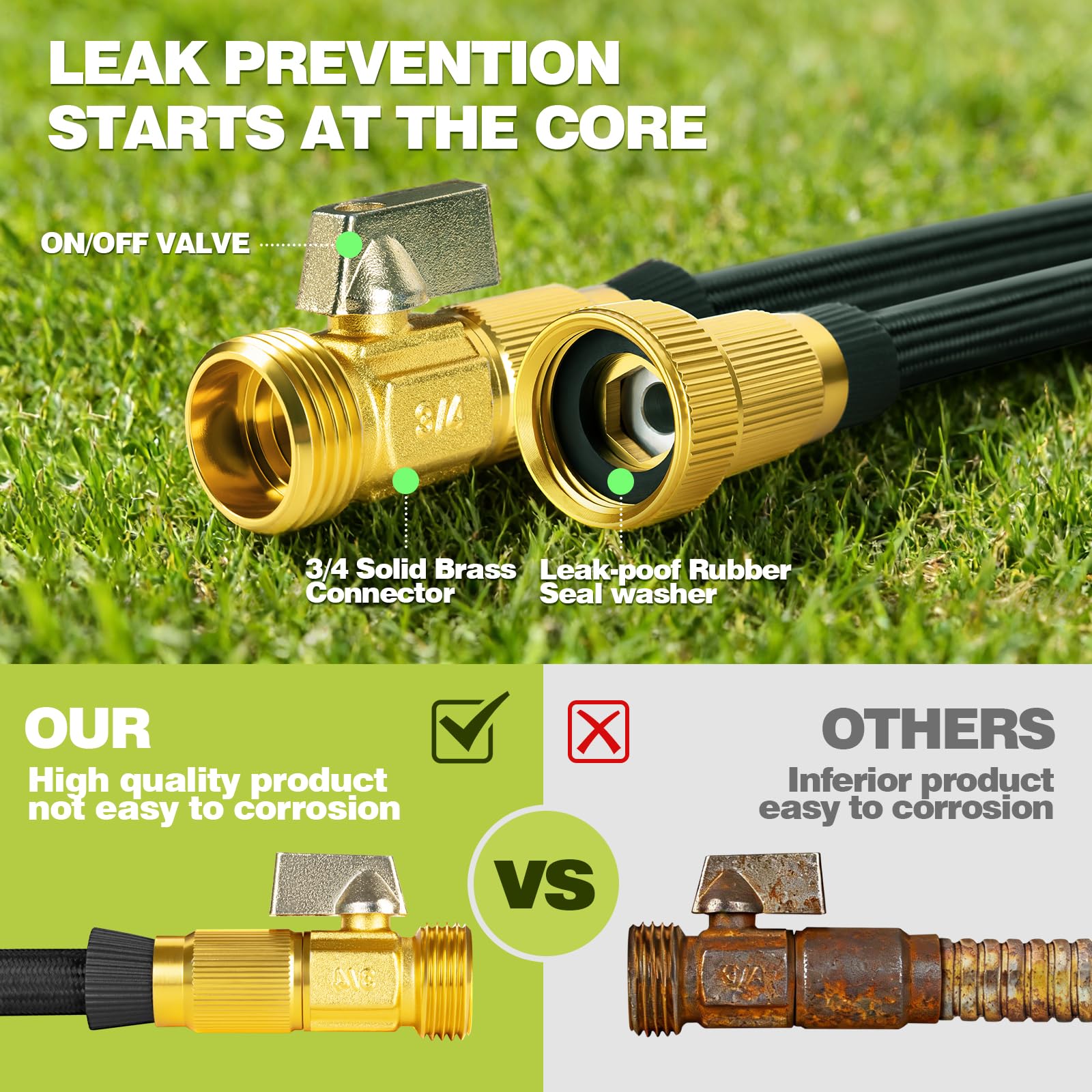 Ocean Ice Garden Hose anti-tangle design for easy extension and setup