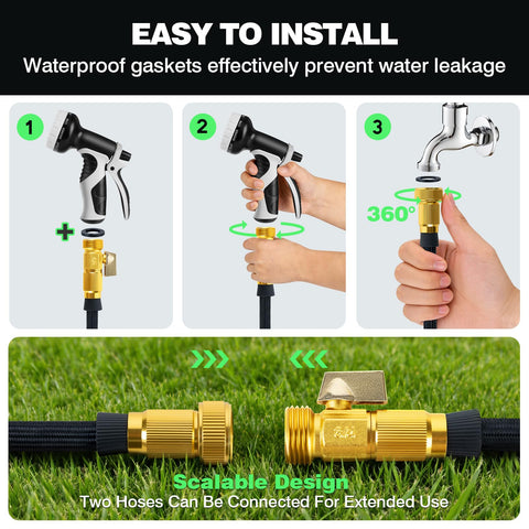Ocean Ice Garden Hose 50 ft non-extendable core preserves steady water flow