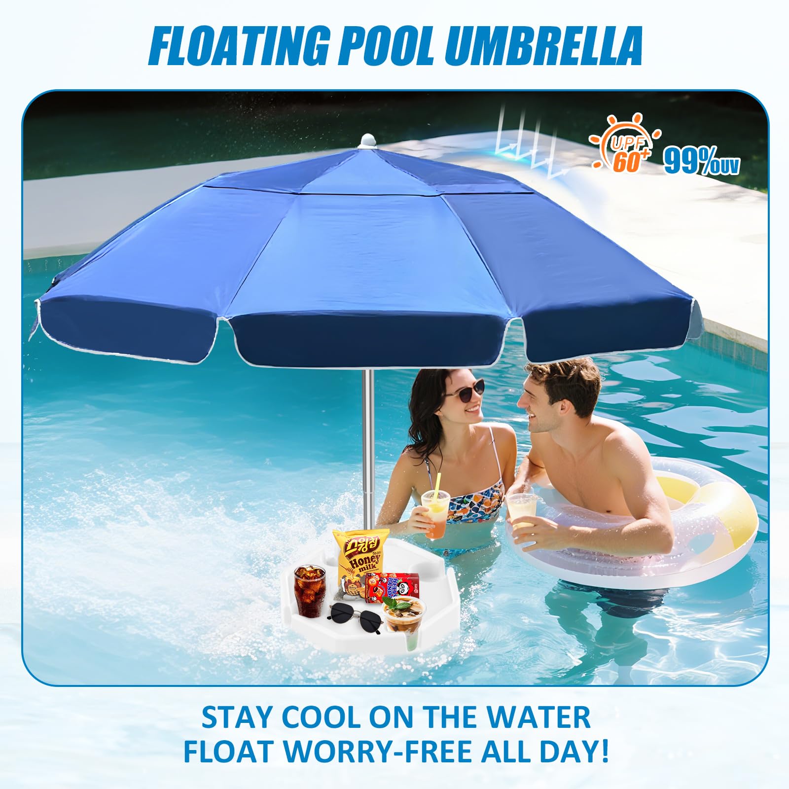OceanaFlow floating base with deep cup holders keeping essentials dry.