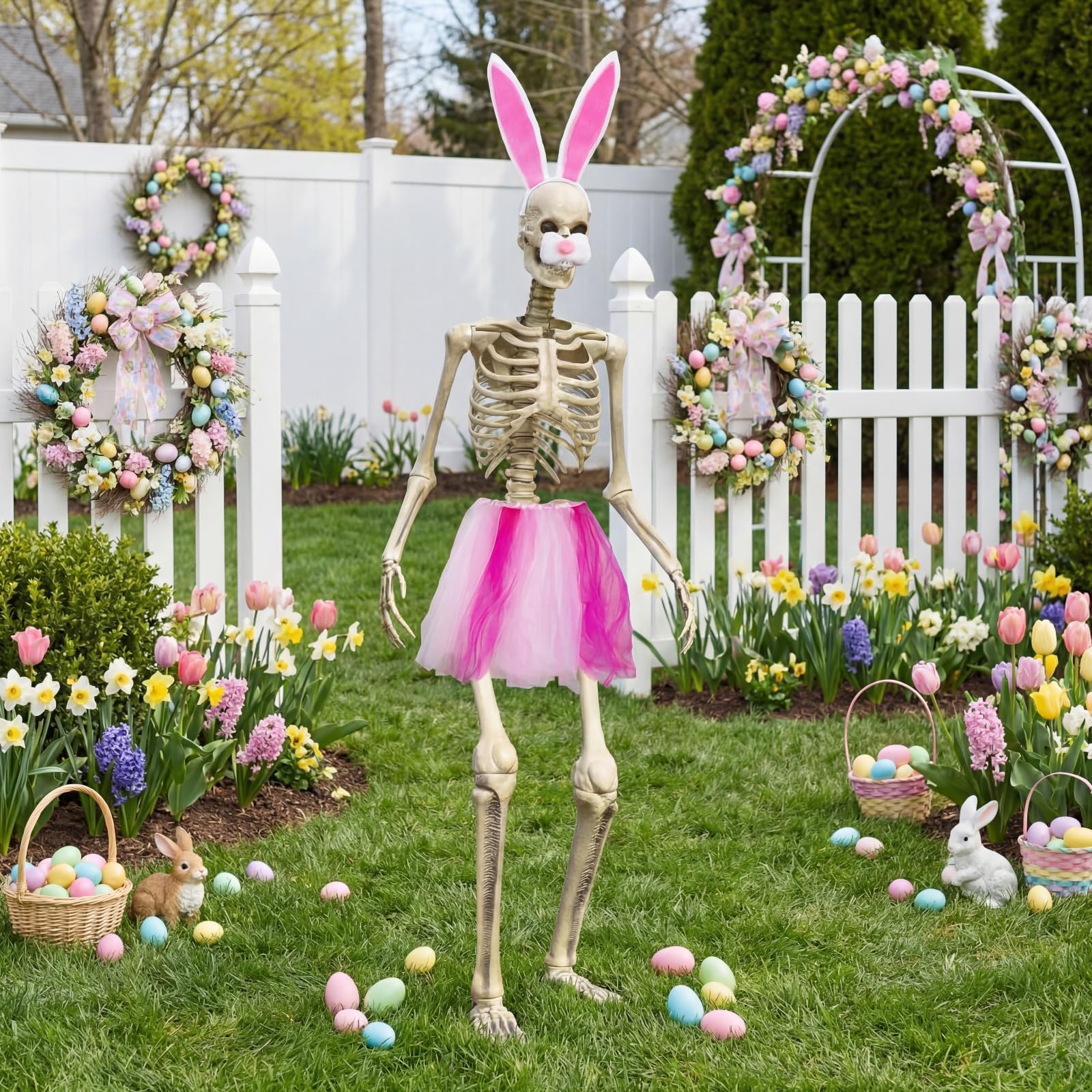 OceanCamel Easter makeover transforms skeleton into a family-photo-worthy centerpiece.