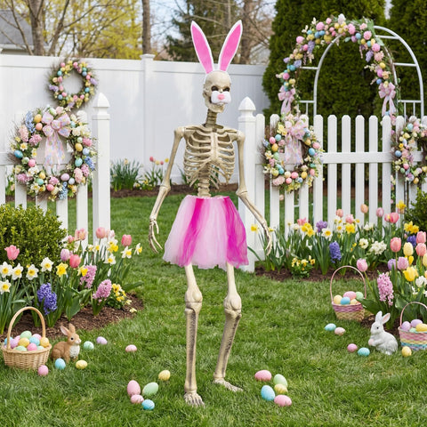 OceanCamel Easter makeover transforms skeleton into a family-photo-worthy centerpiece.