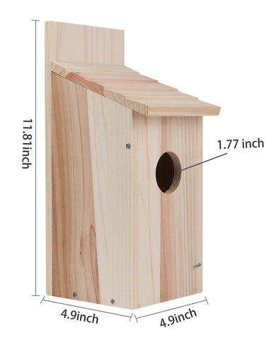 OceeK bird house with slanted roof sheds water and lasts longer.