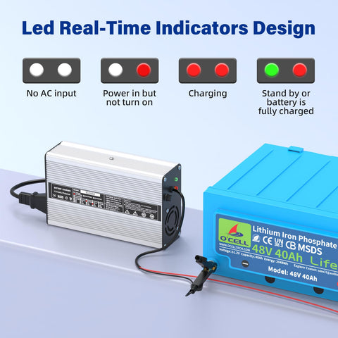 OCELL three-stage charging supports CC-CV-Trickle for thorough LiFePO4 conditioning.