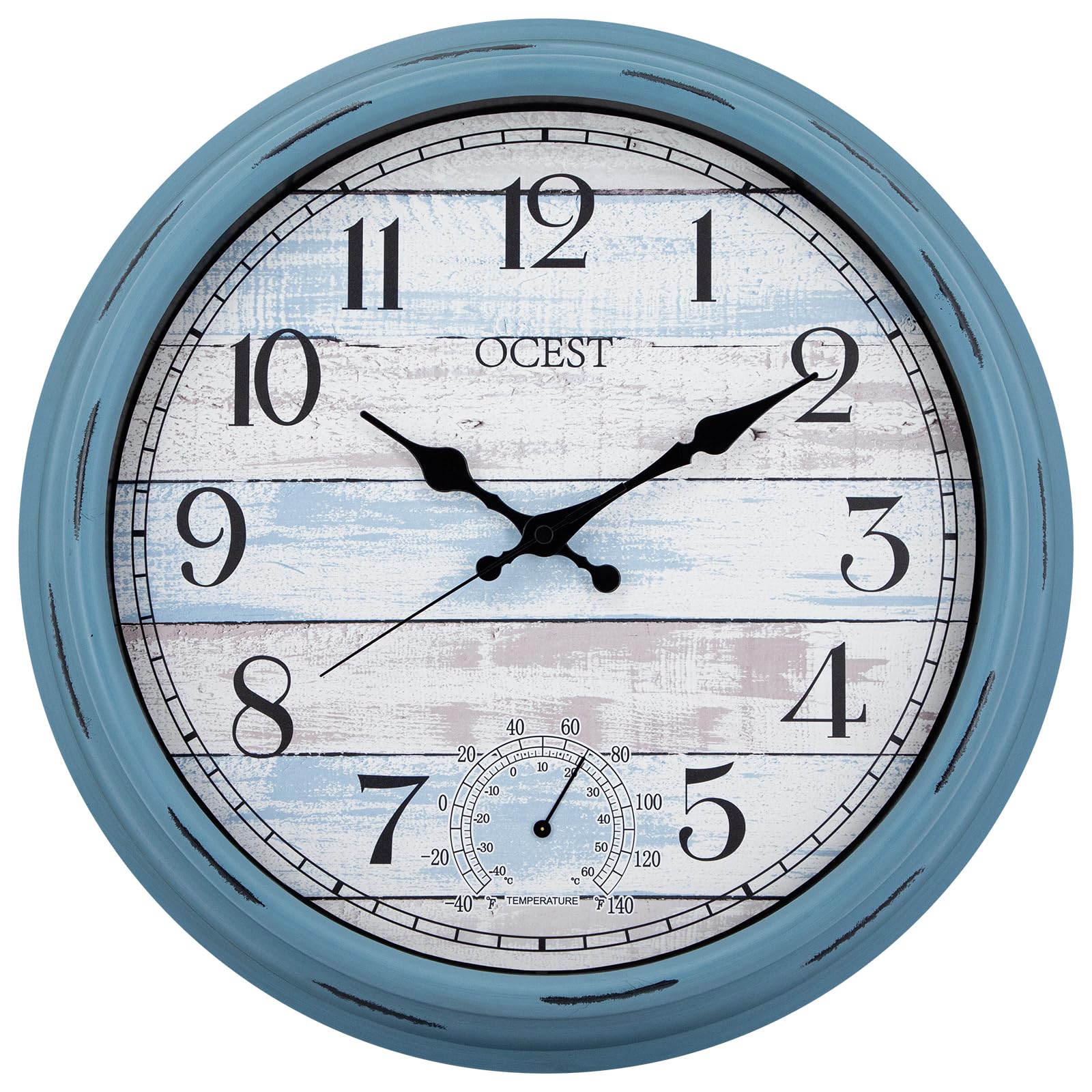 OCEST 16-inch clock face provides bold outdoor readability from across the yard.