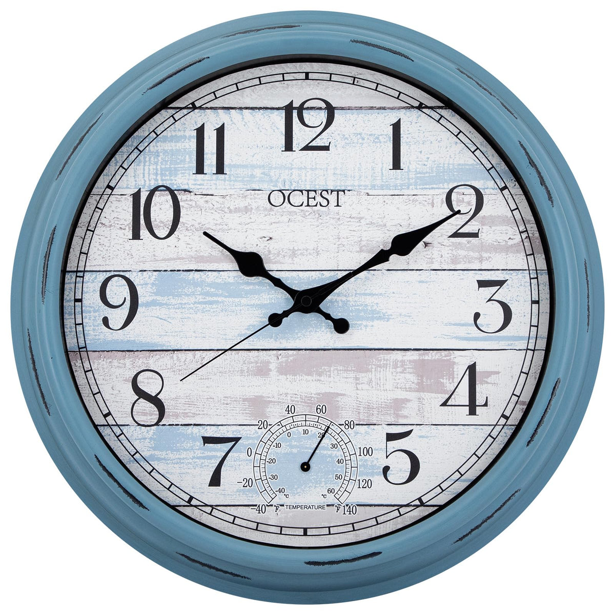 OCEST 16-inch clock face provides bold outdoor readability from across the yard.