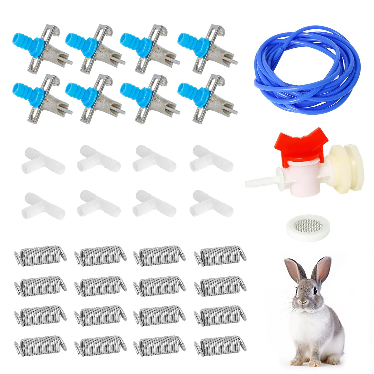 OCQOTAT eight-nipple system close-up showing durable stainless steel nipples for rabbits