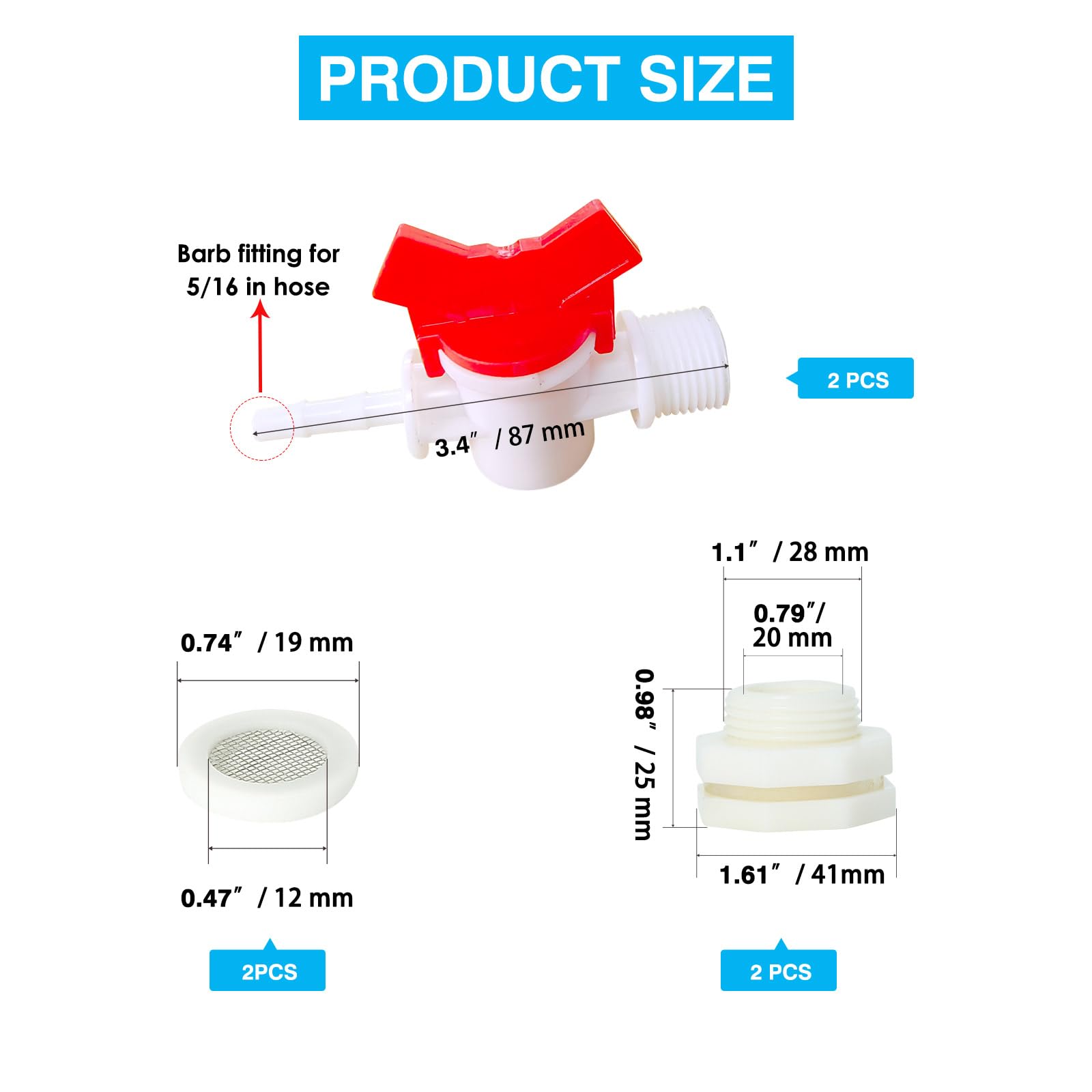 OCQOTAT barb ball valve assembly showing flexible flow for rabbit waterers.
