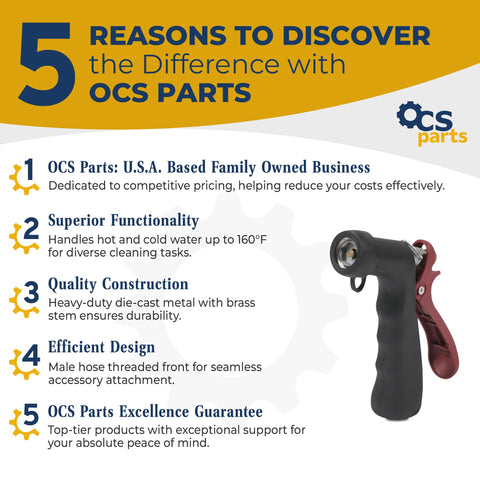 OCS Parts Industrial Nozzle grip detail highlights insulated, fatigue-reducing handle.