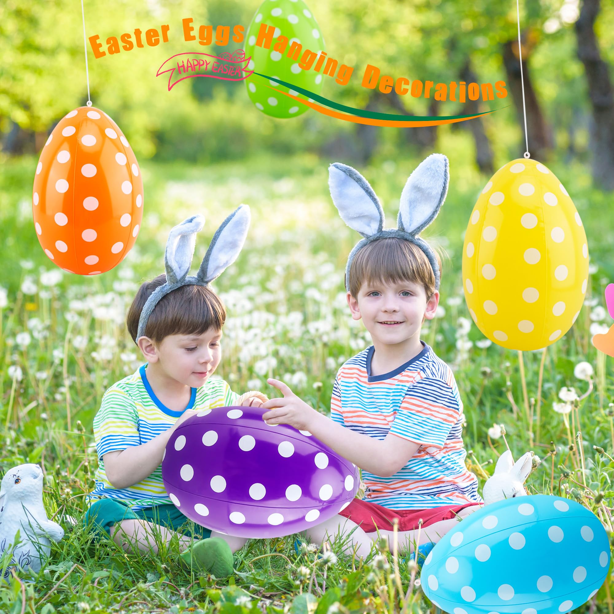 Octaday Easter eggs with hanging rope for versatile indoor and outdoor decor.