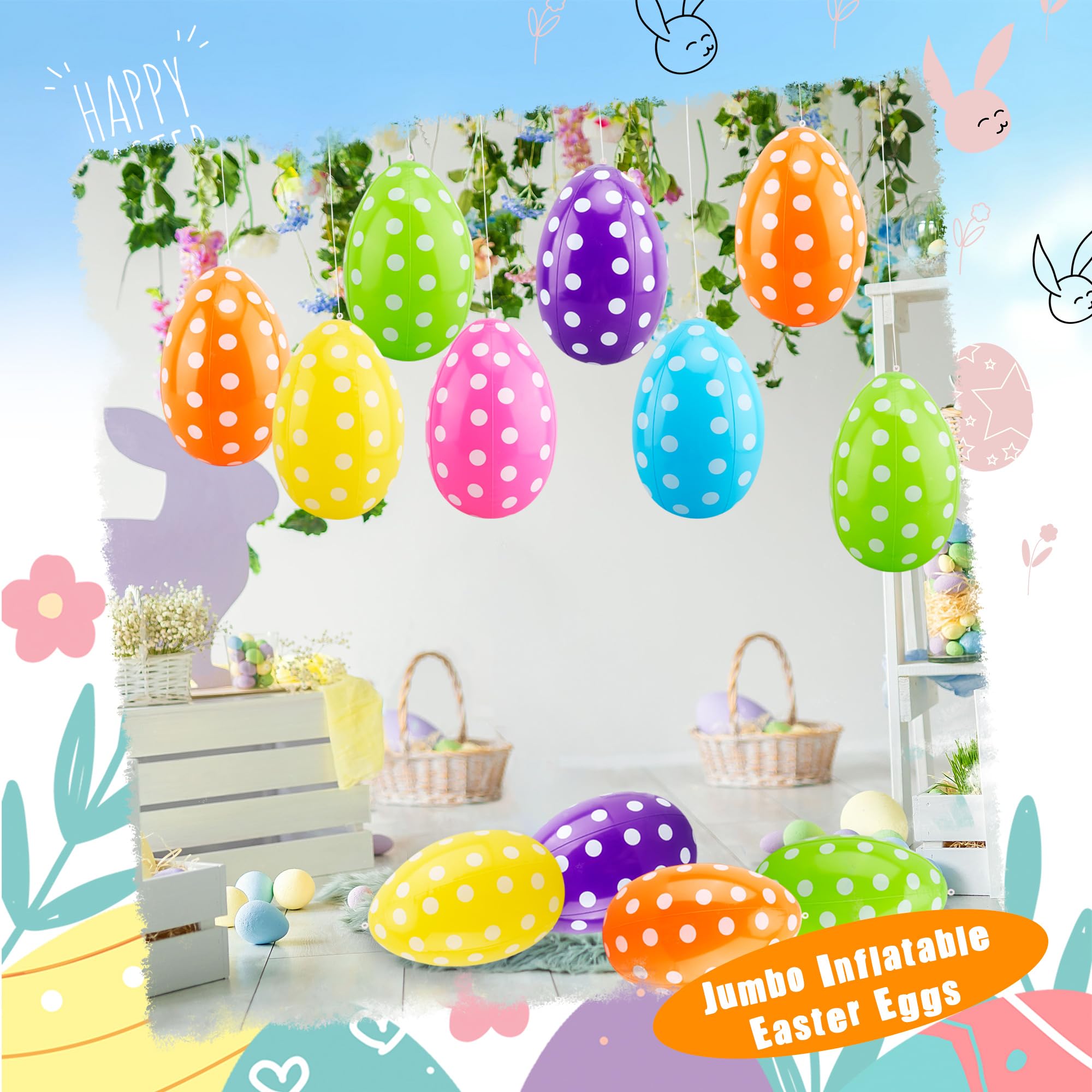 Octaday inflatable eggs for durable outdoor yard decor and party ambiance.