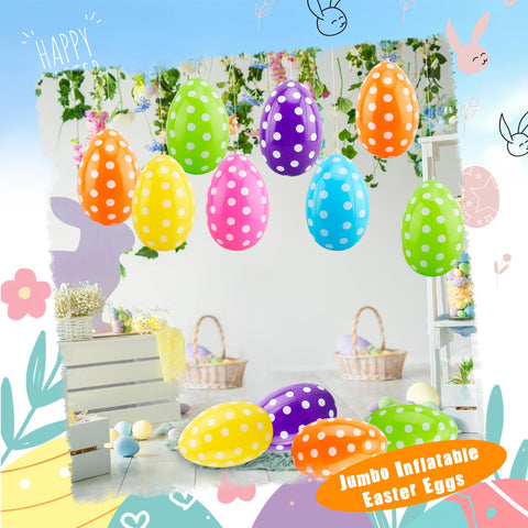 Octaday inflatable eggs for durable outdoor yard decor and party ambiance.