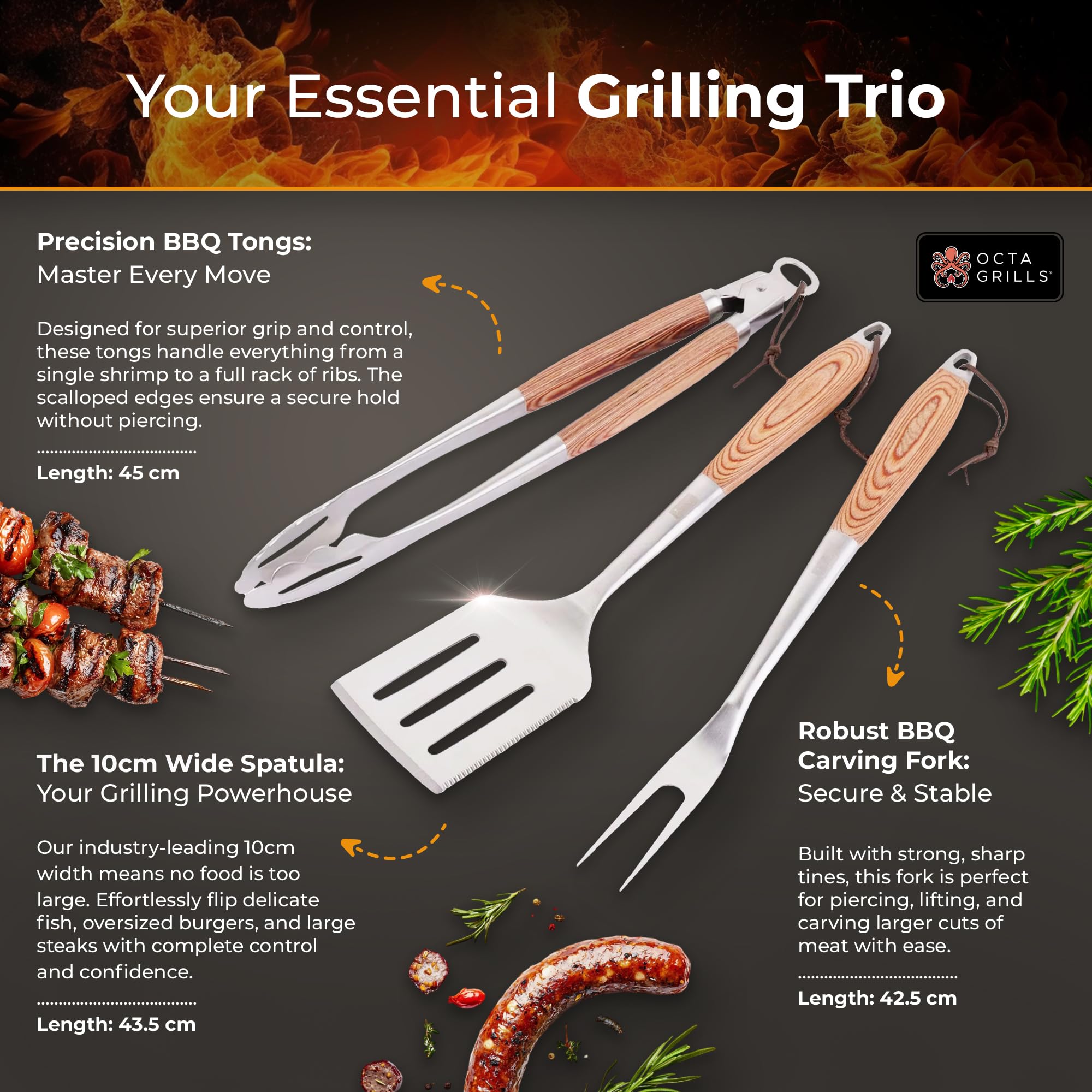 OctaGrills full 3-piece set ready for backyard barbecues.