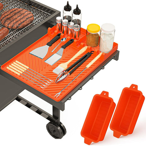 Octaplay silicone mat with anti-slip grooves keeps tools organized on Blackstone griddles.