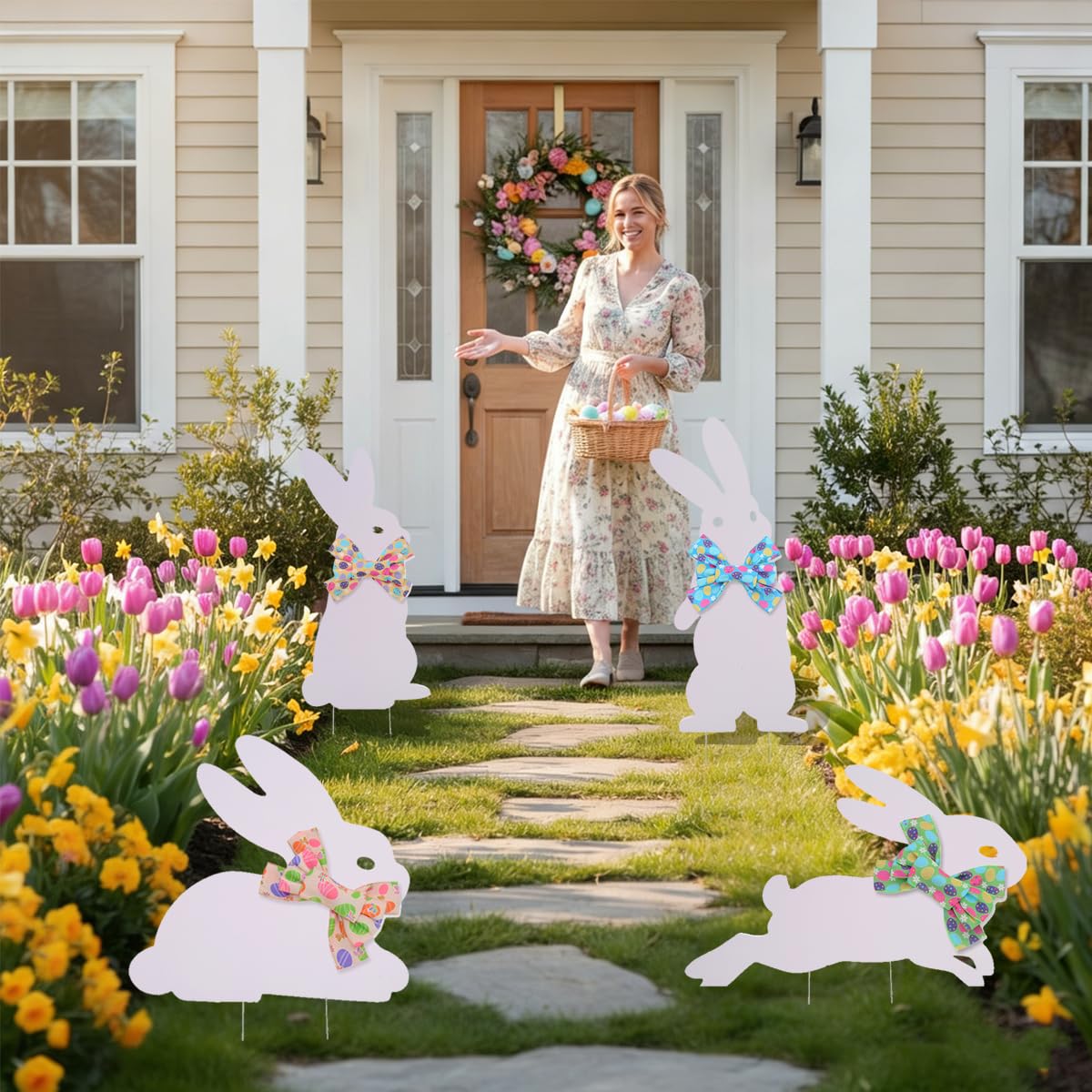 Octisys front yard Easter display greets guests warmly.