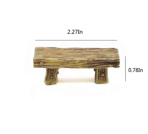 ODDIER fairy garden bench close-up reveals vivid resin finish for dollhouses.