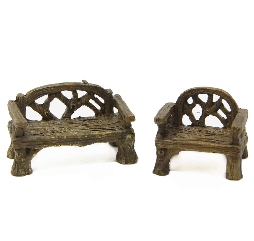 ODDIER fiddlehead fairy village bench in bright resin color for tiny gardens