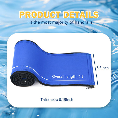 ODDMUCK blue handrail sleeve delivers cooler touch and UV protection for pool rails.