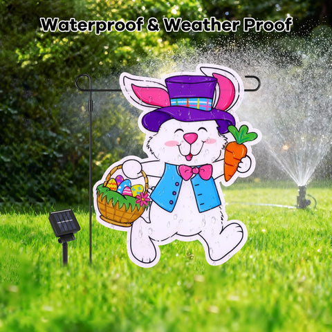 Odewhine 12x18 Easter flag fits standard garden flag stands.