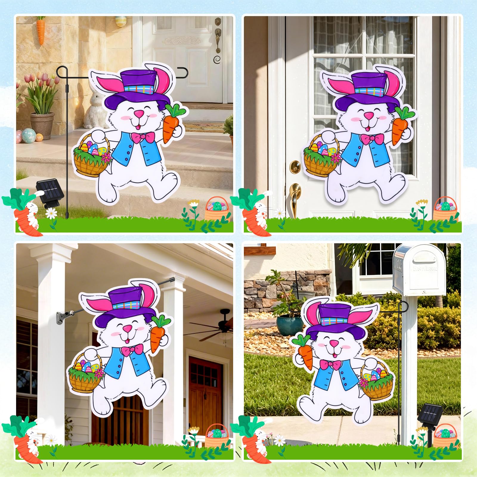 Odewhine porch and lawn Easter flag display for seasonal charm.