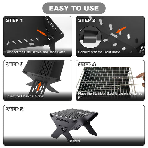 Odoland 304 stainless steel grill for durable even heating.
