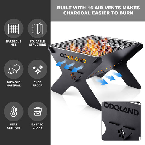 Odoland grill rack supports 3–4 skewers for kebabs and small meals.