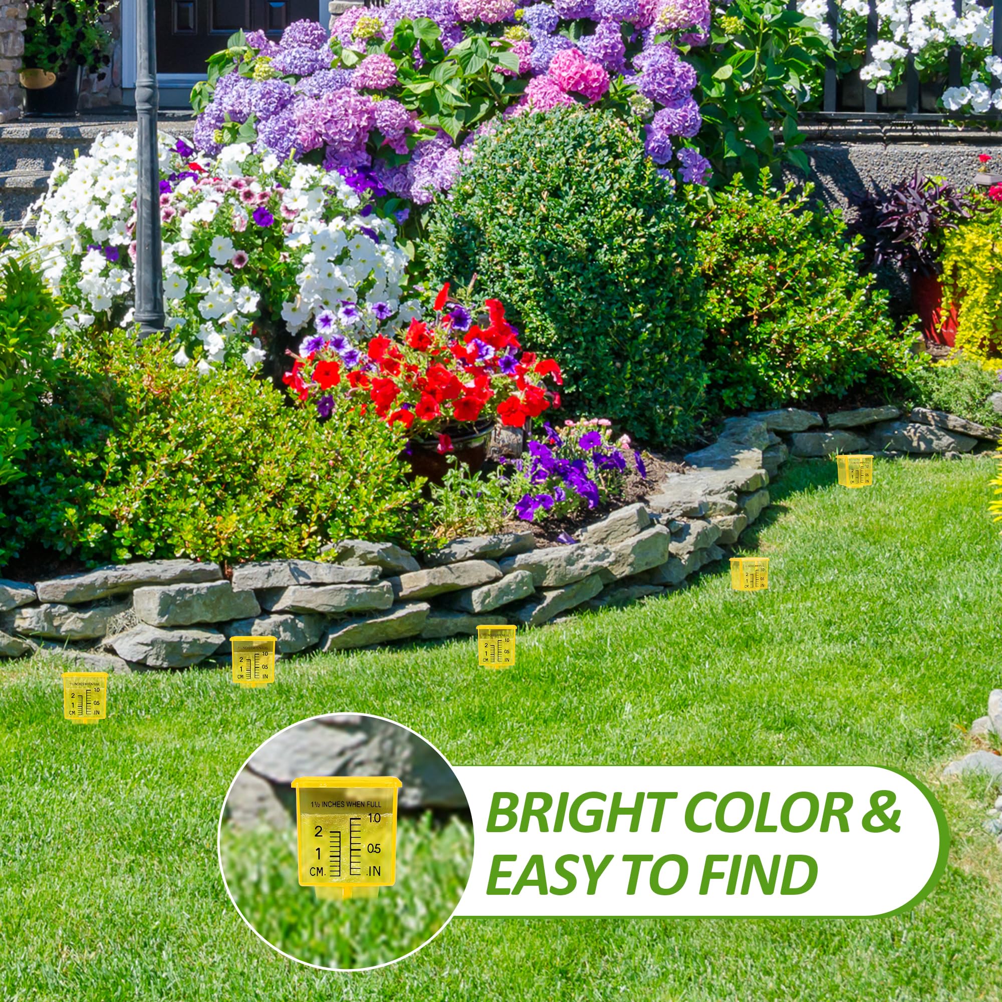 ODOME bright yellow gauge helps spotting in the lawn after rain.