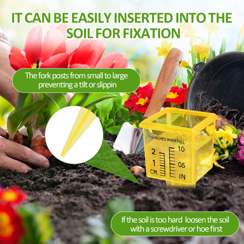 ODOME rain gauge installs easily into soil with a stable base.